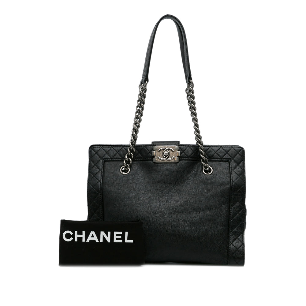 
            
                Load image into Gallery viewer, Chanel Medium Calfskin Boy Reverso Shopping Tote Black
            
        