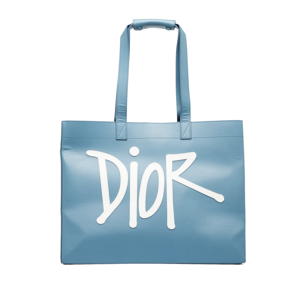 Christian Dior x Stussy Large Logo Applique Tote Blue